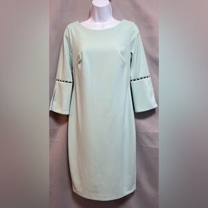 Calvin Klein Dress Sheath Slt Sleeve Pearls Short‎ Mint Sz 6 Wedding Guest